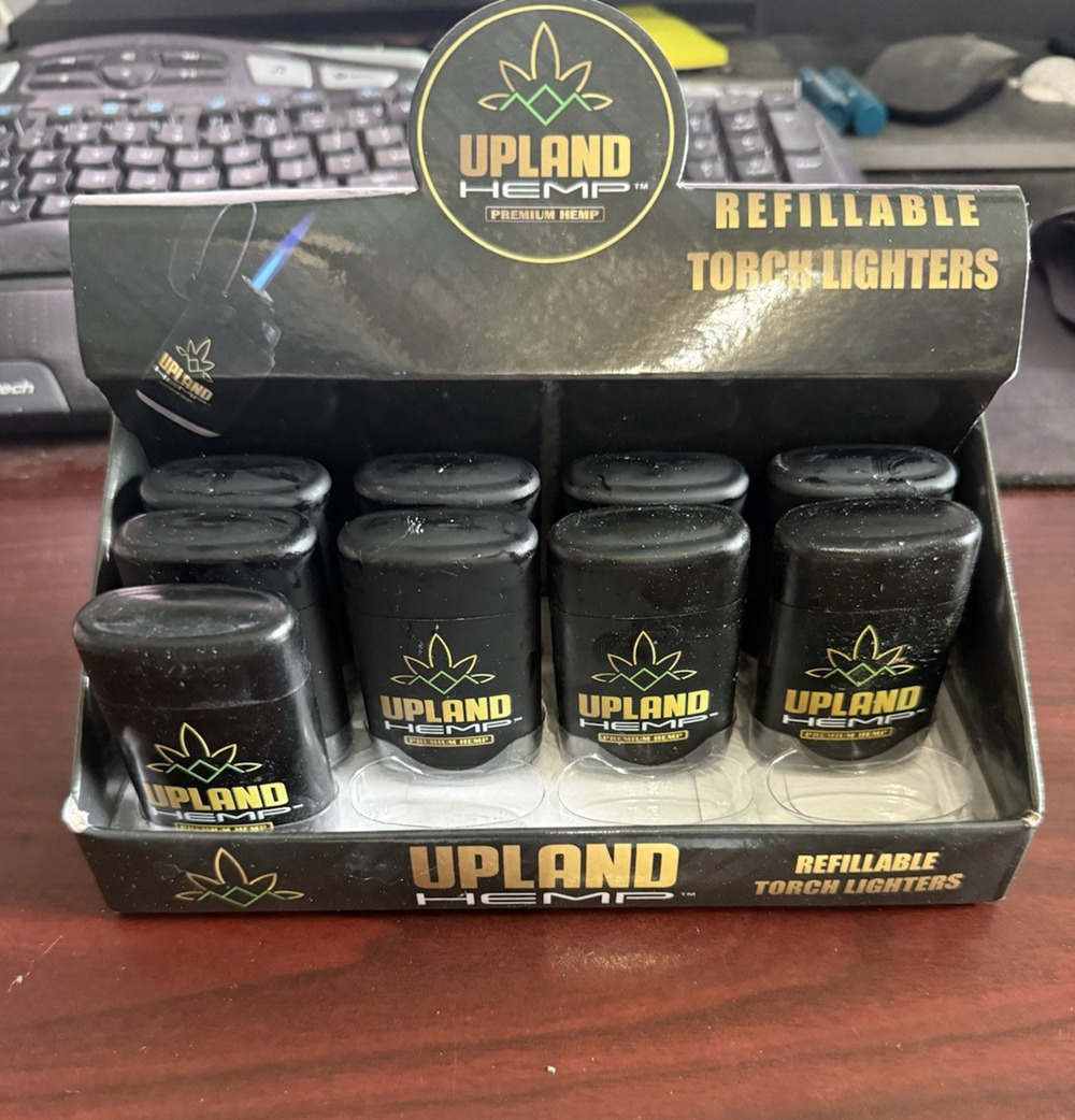 Black Upland Hemp Premium Flip Top Refillable Torch Lighter Butane Adjustable